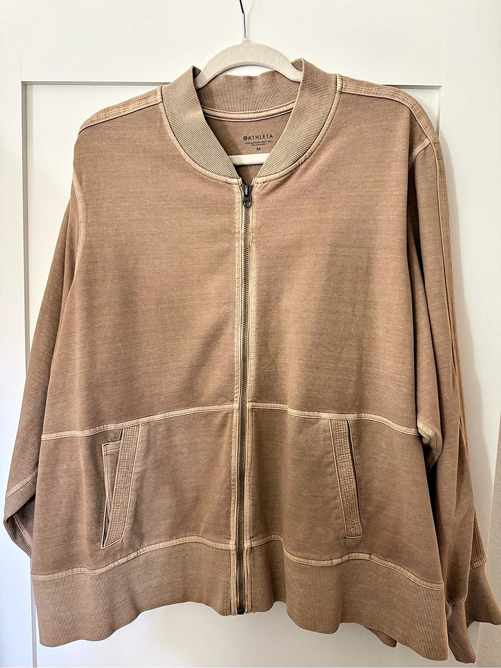 Athleta Women’s 3X Tan Full Zip Jacket Lightweight Bomber